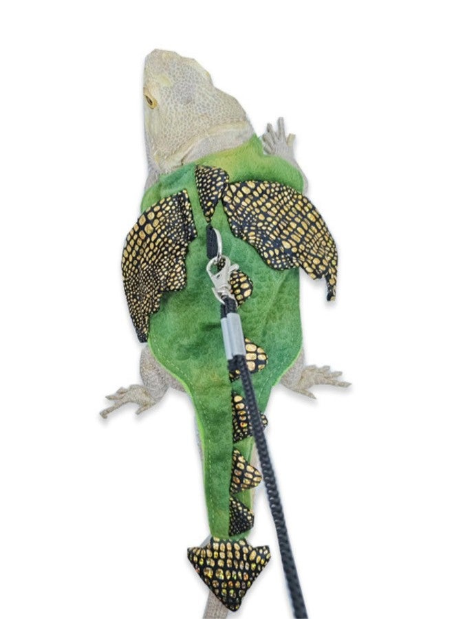 WCDJOMOP Bearded Dragon Harness Leash Set - Halloween Costume Adjustable Lizard Dinosaur Leash Harness with Wing Outdoor Walking Lead Control Rope for Bearded Dragon Reptiles Small Animals (S,Green) - Image 4